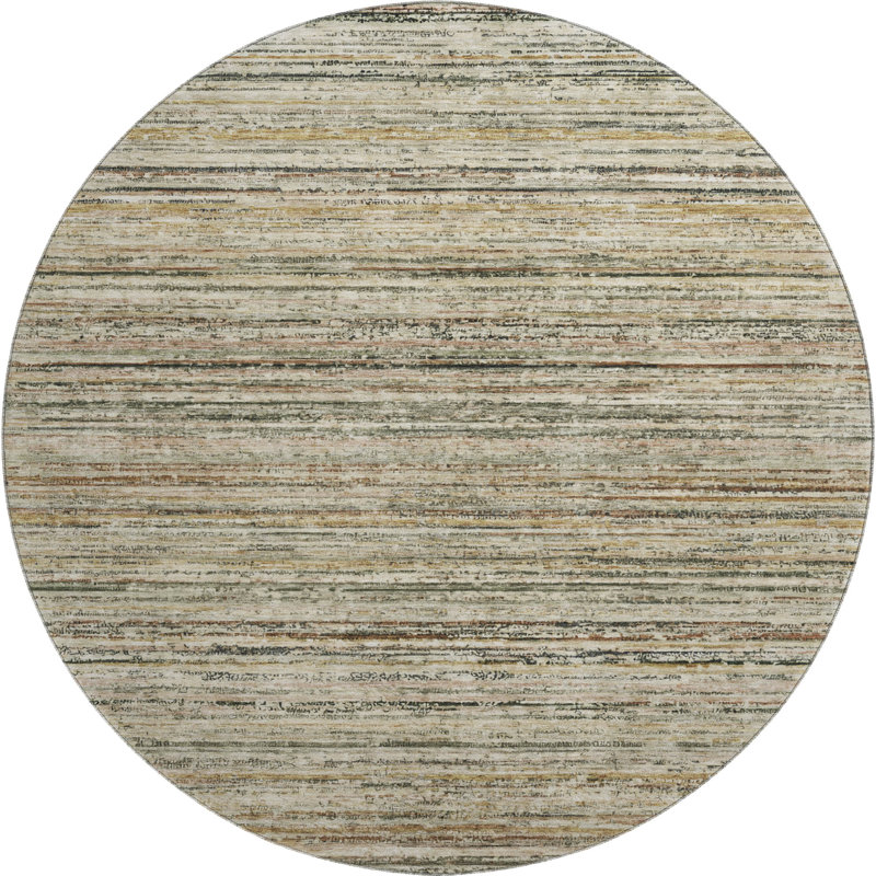 Premium Machine Washable Barry AMF1239 Stripes Rug, Round 8'