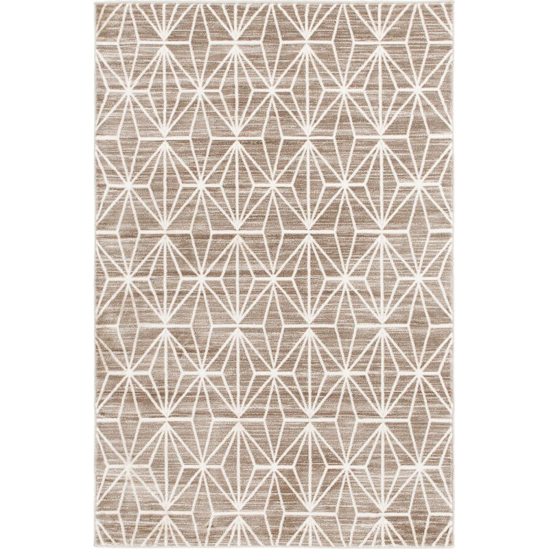 Tapis géométrique beige / ivoire Heights, Rectangle 4 pi x 6 pi