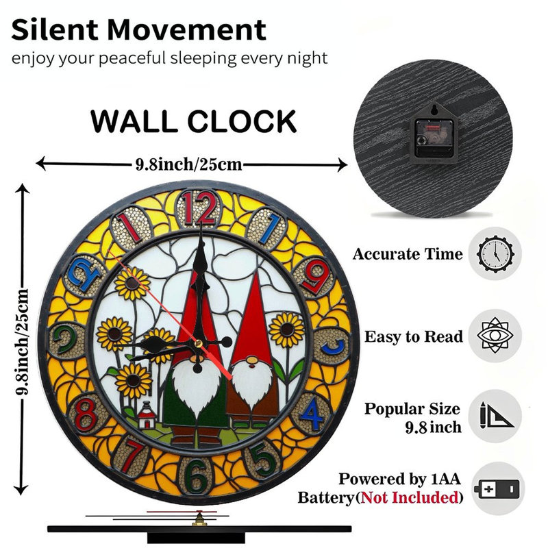Horloge murale colorée avec motif de tournesol