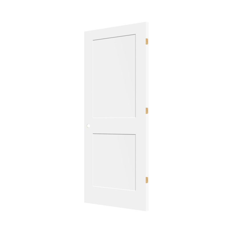 (With Lockset And Hinge Hole) Primed 2-Panel Solid Wood Interior Shaker Door, Right, 24" x 80"