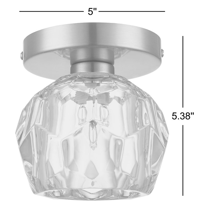 Quaseem Glass LED Semi Flush Mount, Polished Chrome