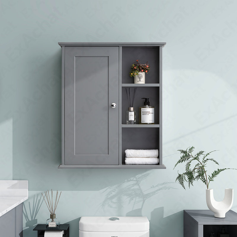 Upgraded Bathroom Wall Cabinet Over The Toilet Storage Cabinet Wall Mounted Storage Cabinet Wooden Medicine Cabinets, Gray