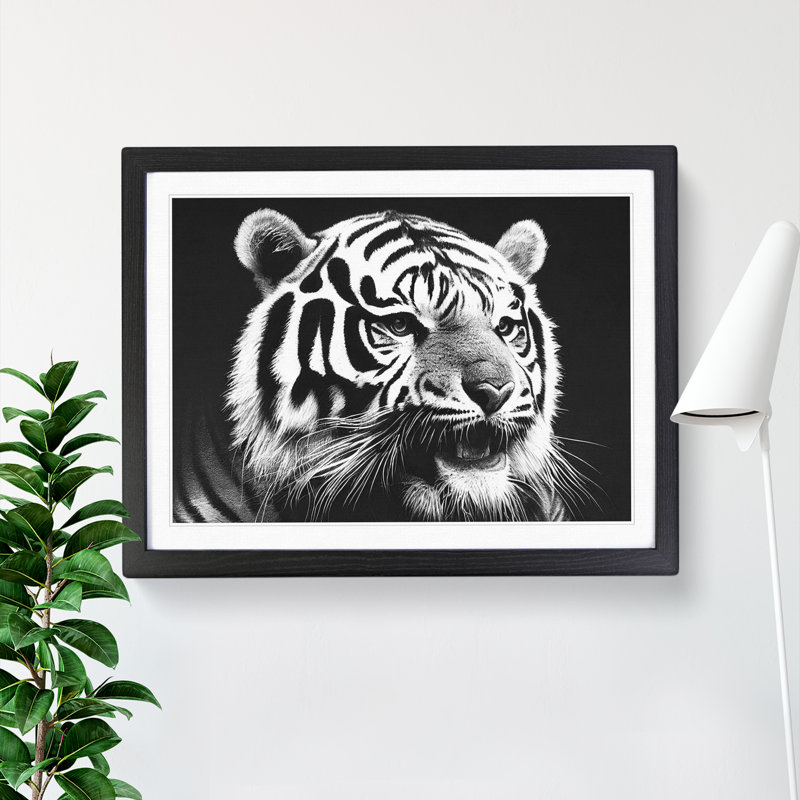 Monochrome Tiger Vol.1 - Framed Print, Black Framed, 46cm H x 64cm W x 2cm D