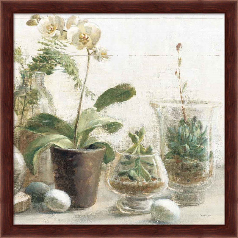 Greenhouse Orchids Mahogany Framed Canvas Art Set