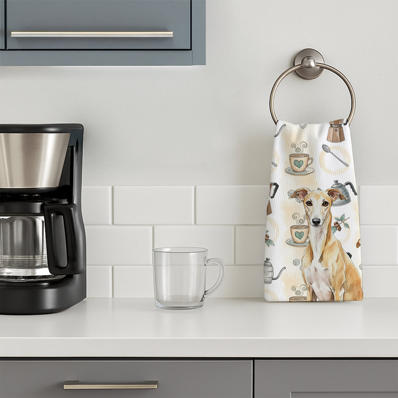 Fawn Whippet Coffee Bar Kitchen Towel, Fawn Whippet