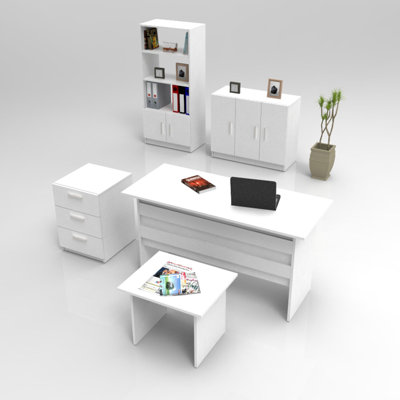 5 Piece Writing Desk Office Set