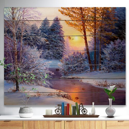 Bless international Winter Forest In River Painting & Reviews | Wayfair