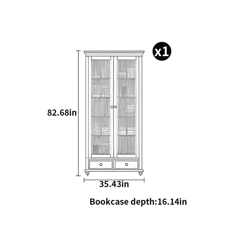 Bibliothèque à porte en verre