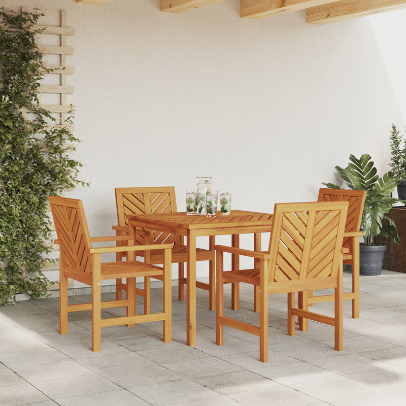  Ensemble de salle à manger de jardin 4 pièces en bois d'acacia massif