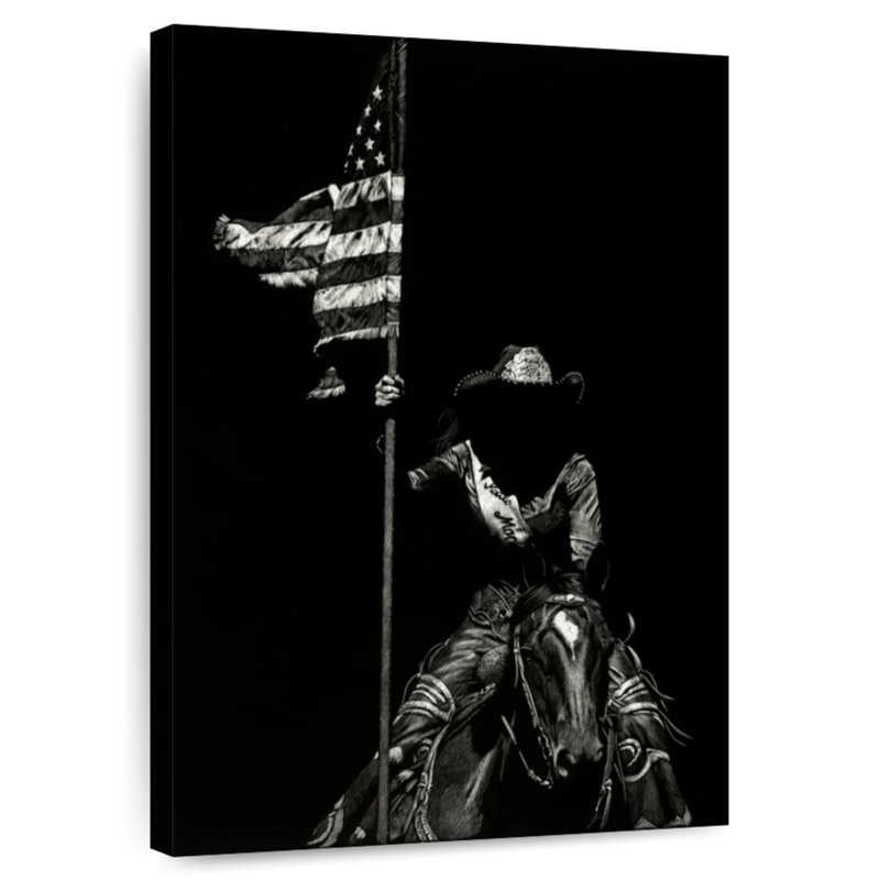 Lelar Scratchboard Rodeo VI, 48" H x 32" W