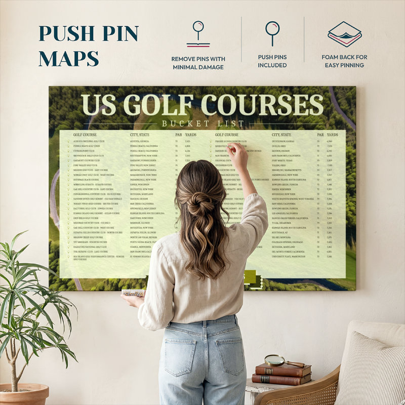 Liste personnalisée de seaux de punaises US Golf, H 34 po x l 51 po, Oui