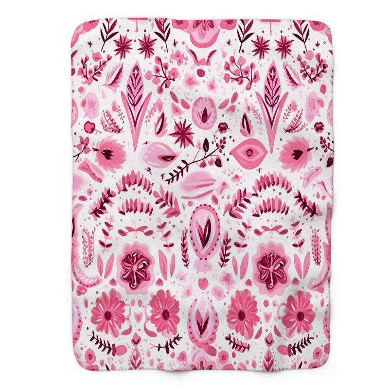 Floral Tile Designs - 1 pièce Sherpa Premium, Grand lit