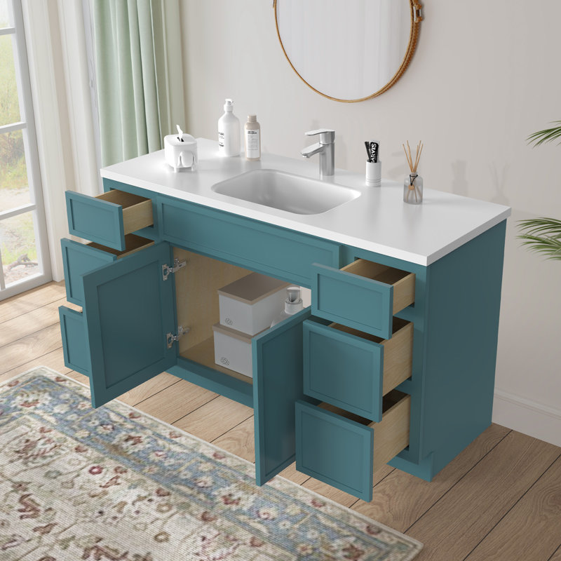 Base de meuble-lavabo simple 60 po seulement, Bleu sarcelle