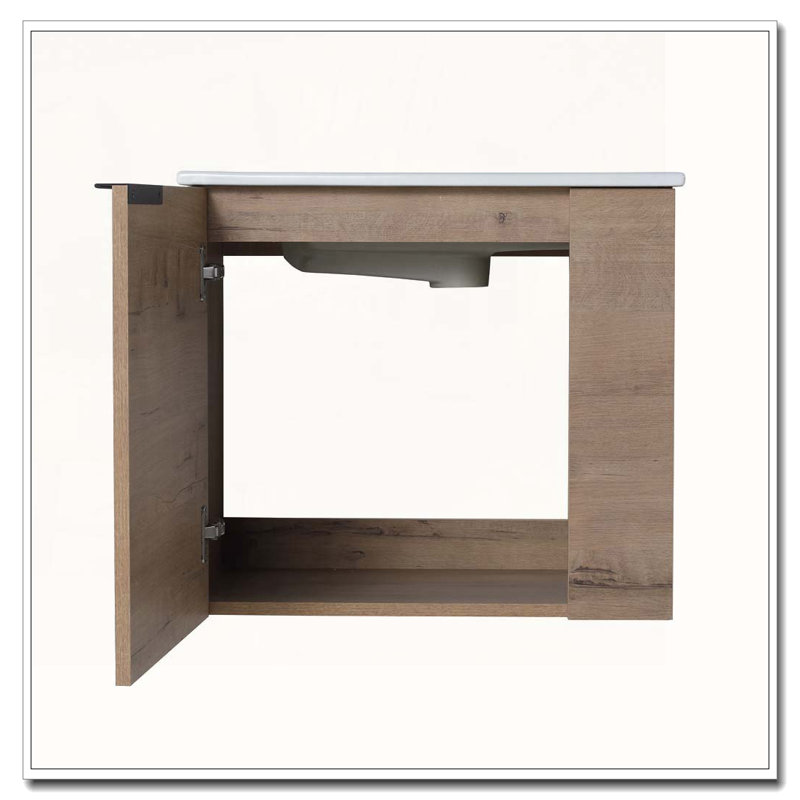 Meuble-lavabo flottant avec évier, Imitation chêne