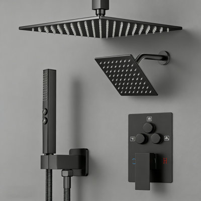 Ceiling Mount 12 Inch Shower Head With Wall Mount 6 Inch Shower Head And 2 In 1 Handheld Spray