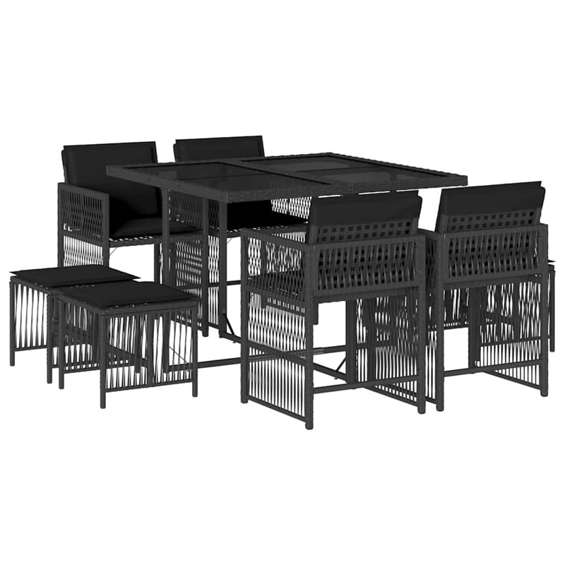 Patio Dining Set with, Black, Black
