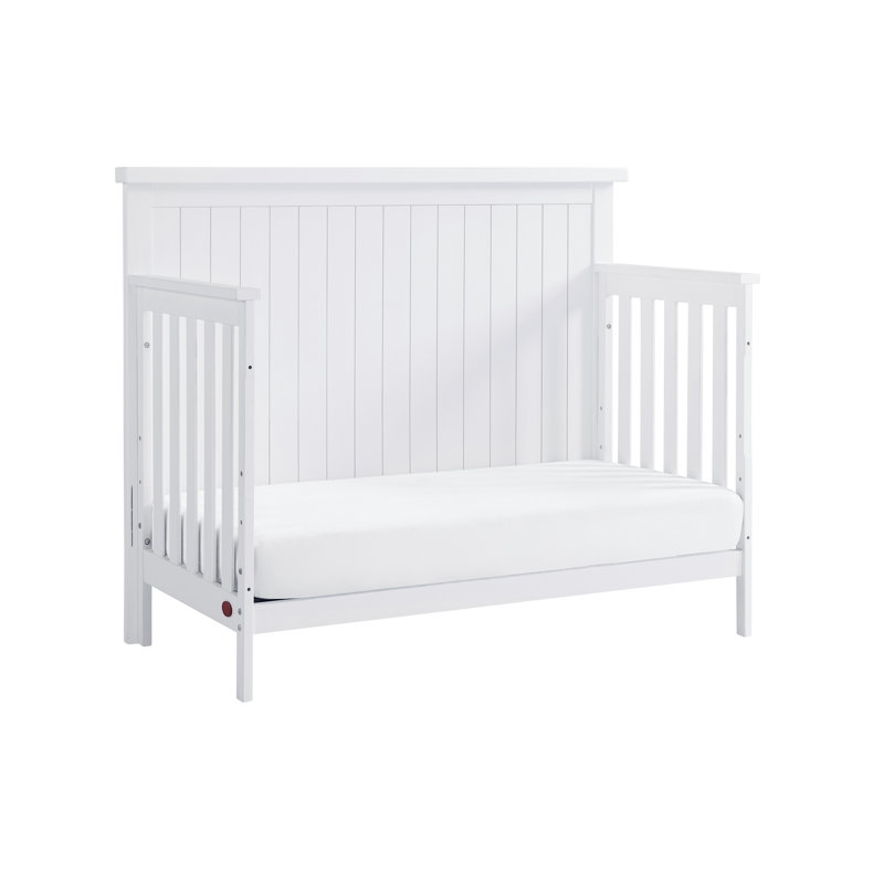 Whitewash Solid Wood 4-in-1 Convertible Crib