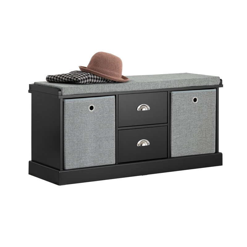 Raine Upholstered Storage Bench, Black
