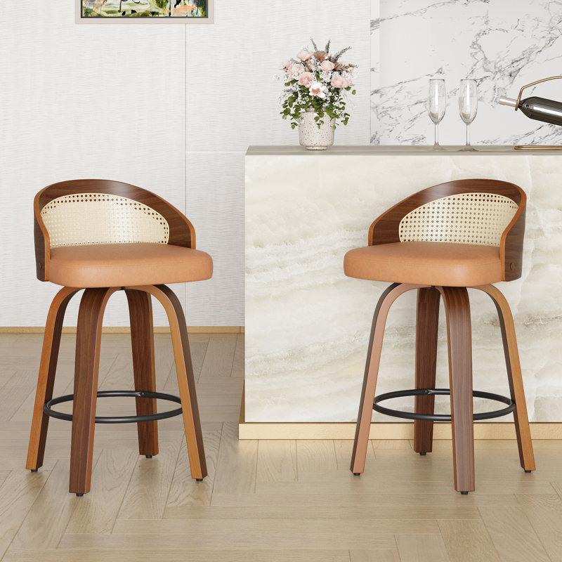 Ensemble de 2 tabourets pivotants, Brun