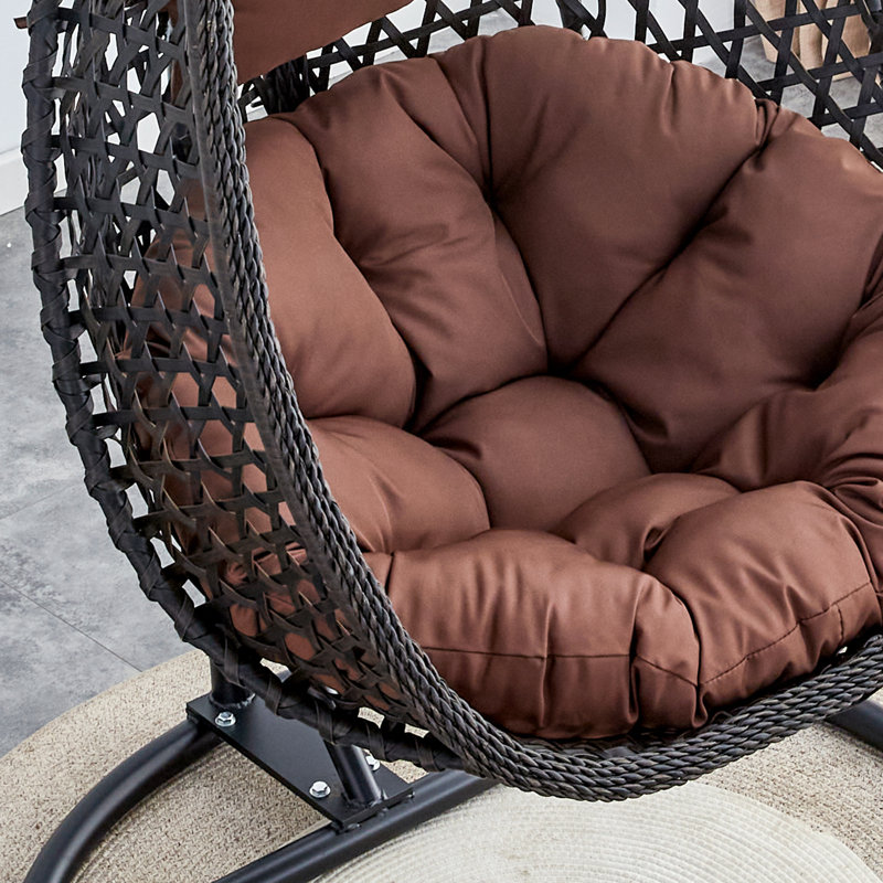 Fauteuil à œufs en osier avec support Charlie / Jade Charlie-Jade, Noir