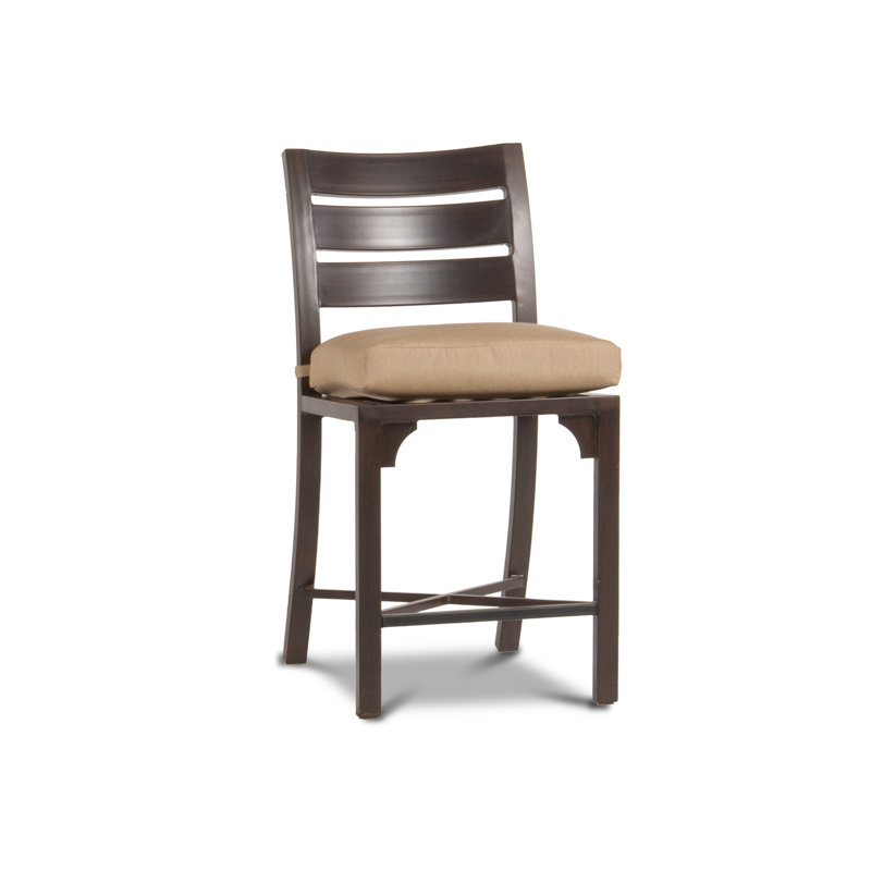 Bungalow Outdoor Bar Stool, Canvas Heather Beige Sunbrella® Canvas