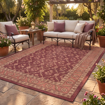 Tapis Anhydrite Traditionnel à Motifs Florals Allover Bordeaux Cuivre Vert Crème Rose Antidérapant à Poils Courts Intérieur Extérieur Adapté aux Animaux de Compagnie Salon Chambre Salle à Manger Entrée Couloir Bureau Lavable