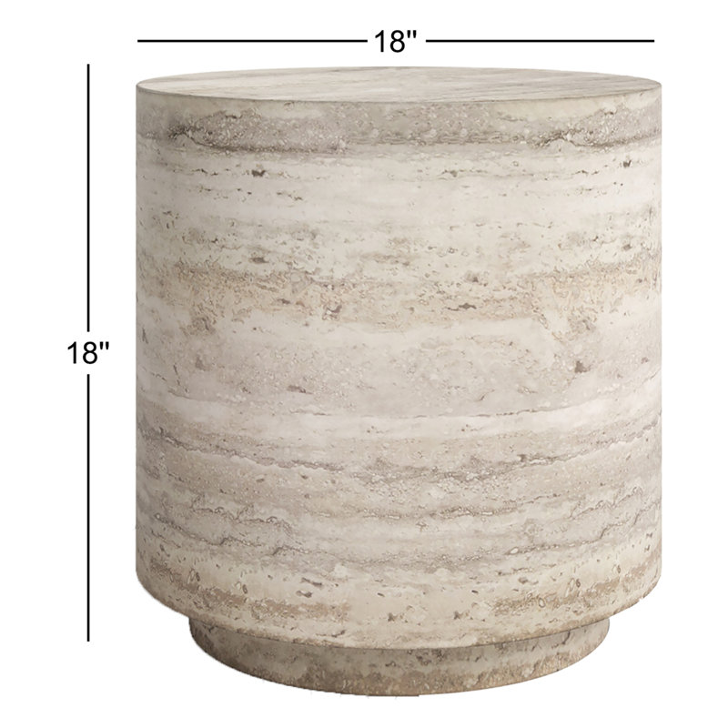 Totka Faux Travertine Round End Table