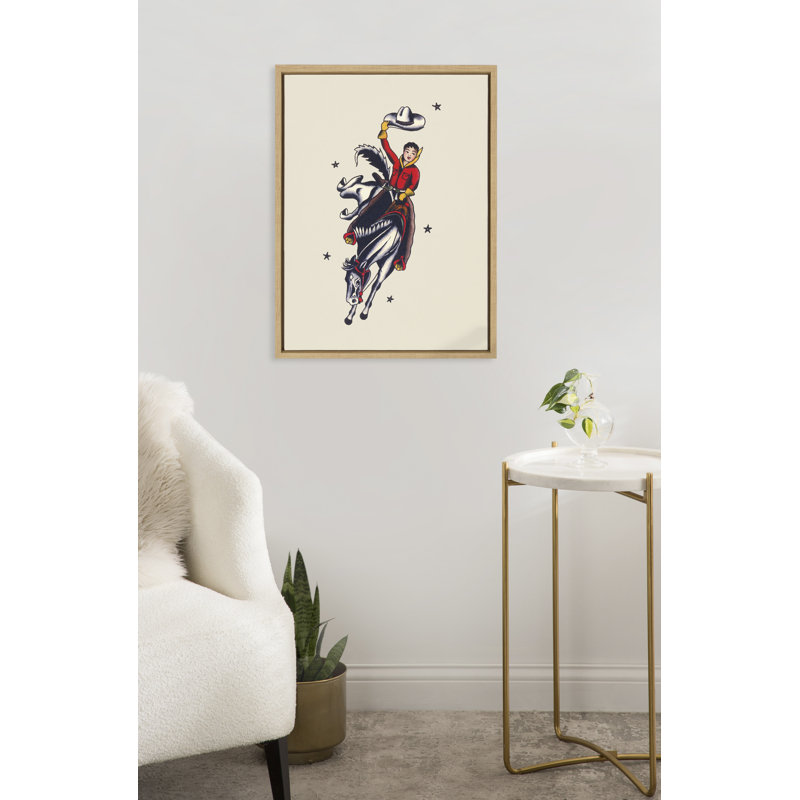 «Vintage Cowgirl» par Corinna Buchholz of Piddix, reproduction d'art sur toile encadrée, Naturel
