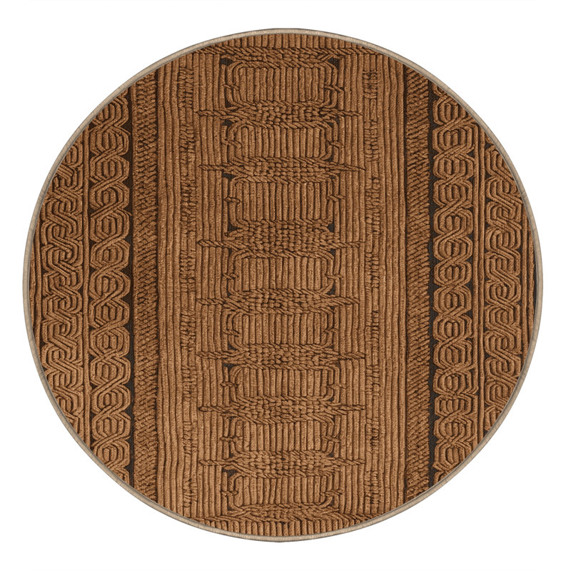 Tapis brun français lavable à la machine, Rond 5 pi