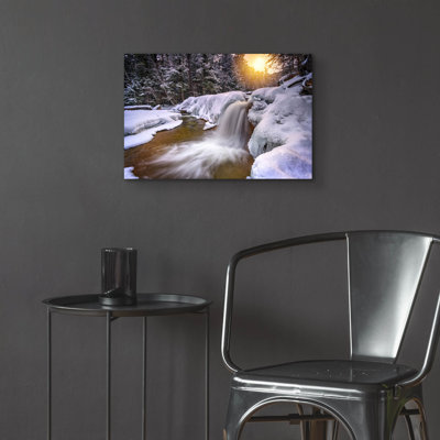 «Dianas Baths On A Snowy Day» par Rick Berk, art mural en verre acrylique