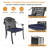 47.24-inch  Round Table Cast Aluminum Outdoor Dining Set with Umbrella Hole and Blue Cushions-94396255