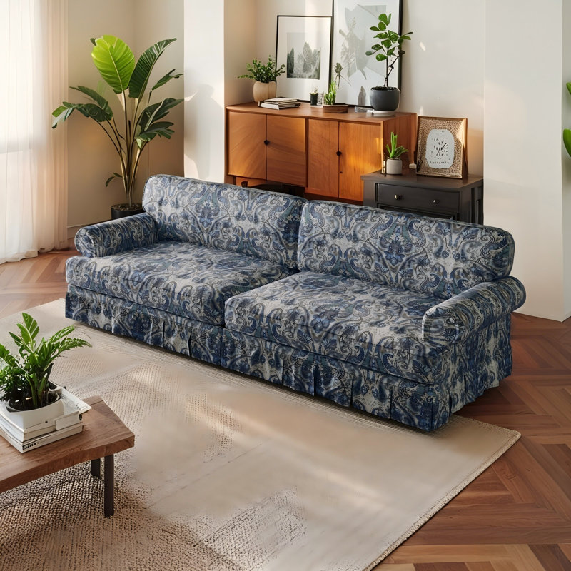 Canapé 93,7 po 4 places en chenille, H 33 po x l 93 po x P 38 po, Bleu