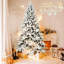 Arbre enneigé de 5 pi avec 768 pointes denses, mélange Pe + réaliste, finition enneigée, branches articulées à installation rapide et base en métal pour décoration de Noël-1871079288