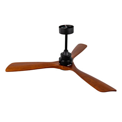 52 Inch Ceiling Fans with Lights and Remote Control, Outdoor Ceiling Fan for Patios, Black Ceiling Fan with Lights for Bedroom, Noiseless DC Motor, Dimmable Led 3 Solid Wood Blades