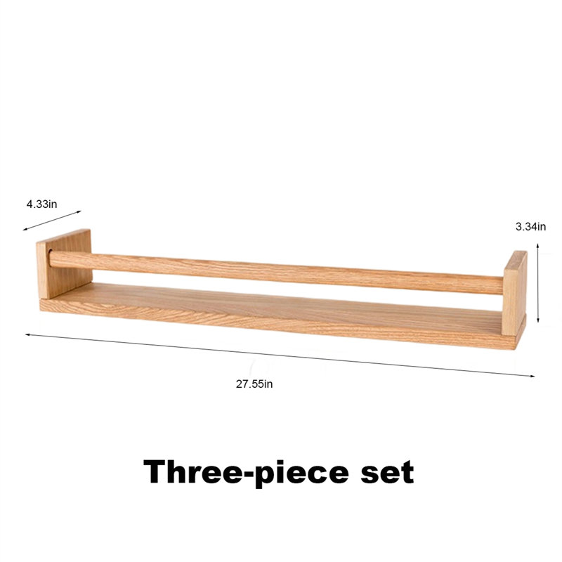 Tablette murale en bois massif, H 3,34 po x l 27,55 po x P 4,33 po