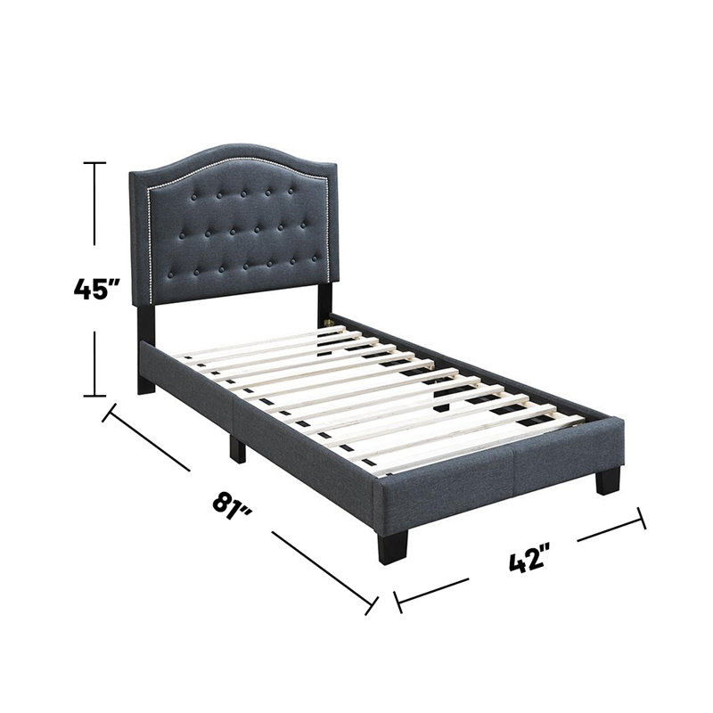 Lit plateforme tapissier Ahuva, Simple, Anthracite
