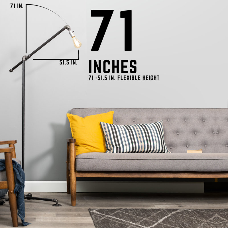 Othin 71'' Black Steel Pipe Task Floor Lamp