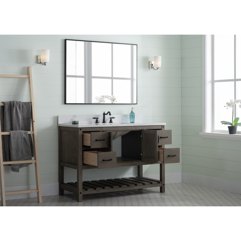 Ensemble de meuble-lavabo simple 48 po Radstock, Gris antique, Blanc de Carrare