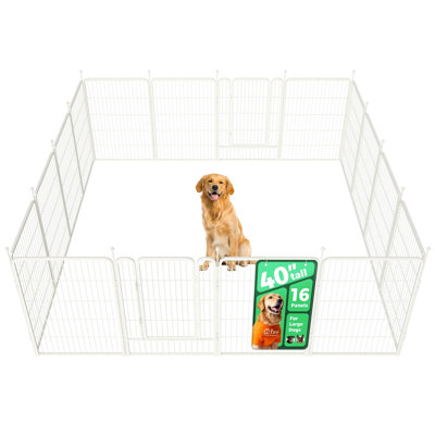 FXW Rollick Unleashed Dog Playpen for Indoor, Yard, RV Camping, 40 inch 16 Panels for Medium and Large Dogs, White│Patented