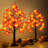 2 Pack 24 Inch Prelit Fall Maple Tree Thanksgiving Decorations With 48 LED Lights