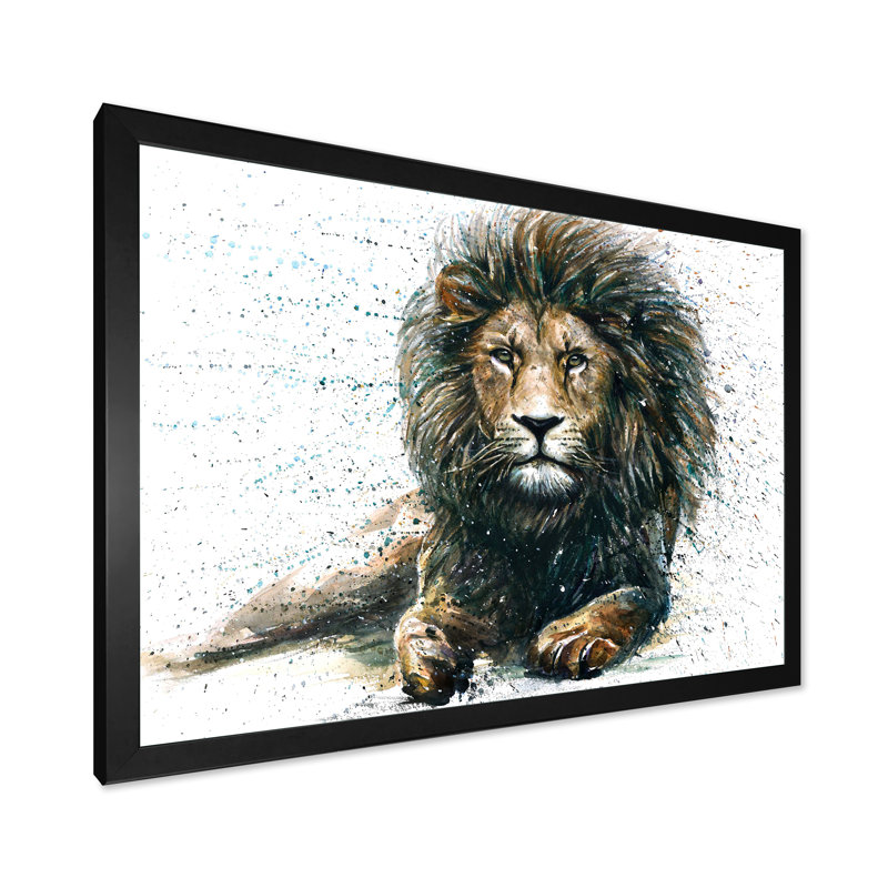 Lion animaux prédateurs - reproduction de cadre photo sur toile, Cadre noir, H 8 po x l 12 po x P 1 po