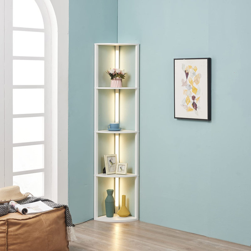 Maxsim Corner Bookcase, White