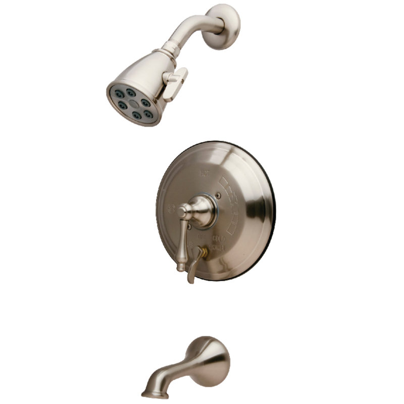 Kingston Brass Single-Handle Pressure Balanced Tub and Shower Faucet, Brushed Nickel