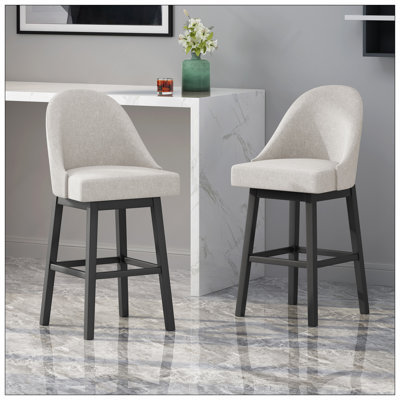 Elegant Swivel Barstool Set Of 2 With Modern Design, Comfortable Upholstery, And Durable Rubberwood Construction