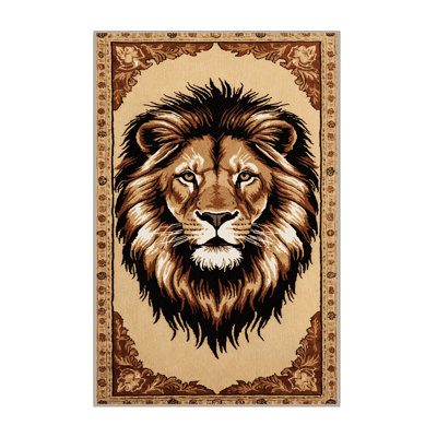 Washable Barbary Lion Big Cats Area Rug