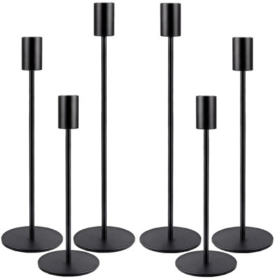 Matte Black Taper Candle Holders, 6 Pack