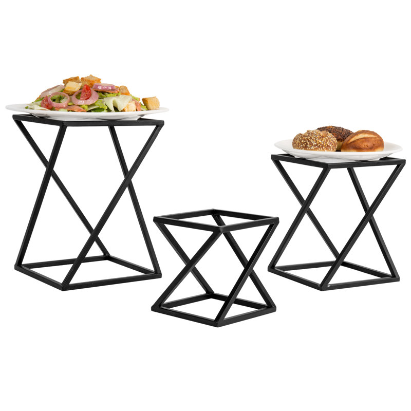 Ensemble de 3 présentoirs géométriques empilables en métal pour pizza, desserts et hors-d'œuvre