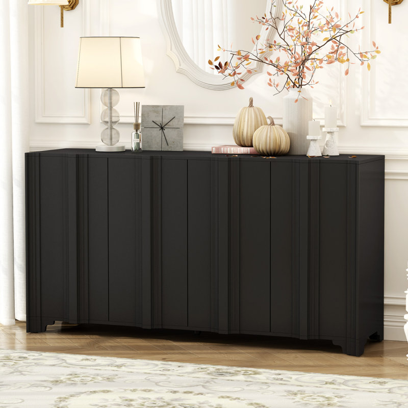 Solace 4-Door Sideboard with Adjustable Shelves, Black