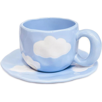 Ceramic Cloud Mug With Saucer, Cute Cloud-Shaped Teacup Perfect For Girls And Mothers.
