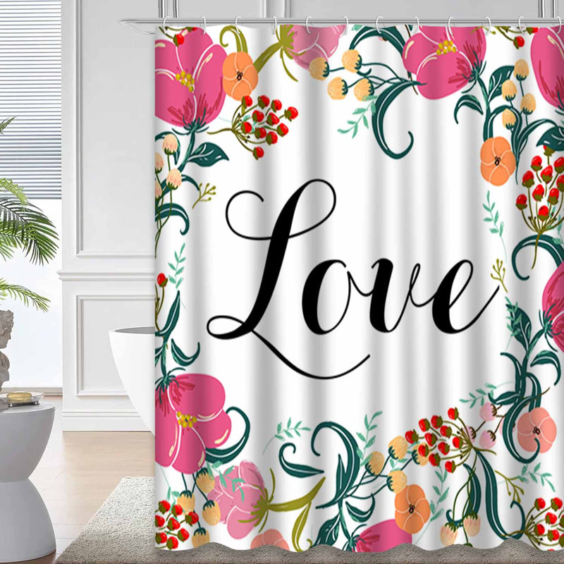 Rideau de douche Invitation Flower Love, L 72 po x l 78 po
